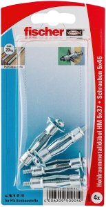 fischer Hohlraum-Metalldübel HM 5 x 37 S + Schrauben M5x44