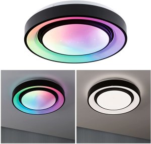 LED Deckenleuchte - Rainbow mit Regenbogeneffekt - schwarz/weiß - 375 mm - dimmbar