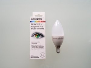 LED Leuchtmittel mit Vollspektrumlicht - Kerzenform E14 - warmweiß
