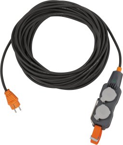 Powerblock mit Verlängerungsleitung / Verteilersteckdose 4-fach mit 15m Kabel in schwarz, IP54