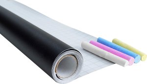 Werkzeyt Tafelfolie schwarz - 200 x 45 cm - selbstklebend, inkl. Tafelkreide